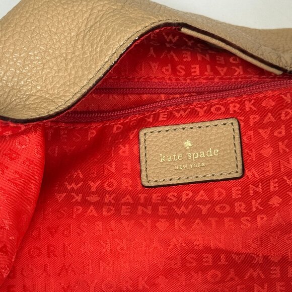 Kate Spade Mansfield Juniper Hobo Shoulder Bag Beige Leather Dual Zip Slouchy - Picture 14 of 16